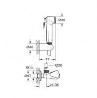 MEDIDAS CONJUNTO DUCHA WC TRIGGER SPRAY GROHE